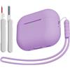 KOKOKA Custodia Case Compatibile con AirPods Pro 2/1 2023/2022/2019 con Kit di Pulizia e Cordino in Silicone, Case Cover Protettiva Premium in Silicone per AirPods Pro 2a/1a Generazione, Nero