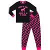 ThePyjamaFactory Pigiama da Bambina 'Born To Ride Forced To Go School', Cotone, Nero, 7-16 Anni, 11-12 Years
