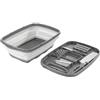 Avilia Set Utensile da Cucina con Contenitore, 2 Lame e 5 Grattugie - Kit Contenitore da Cucina con Colino Integrato e Tagliere, in Polipropilene e Acciaio Inox, 34x23x11cm, Grigio
