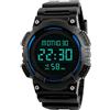 TONSHEN Uomo Sportivo Impermeabile Orologio LED Elettronico Multifunzionale Militare Tattica Digitale Orologi da Polso 12H/24H Doppio Tempo Data Sveglia 50M Subacqueo Plastica Lunetta e Gomma Band (Blu)