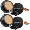 Anglicolor 2PC CC Cream,Fondotinta coprente professionale waterproof a lunga tenuta,Fondotinta compatto Opaco Oil Control,Con Spugna con testa a fungo rotonda per il trucco (#05 Sand, 200g)