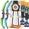 HYES 2 Pack Arco e Frecce per Cambini con Luci LED, Set di Tiro Giocattoli con Frecce e 2 Arco, 24 Ventosa Frecce, Bersaglio Mobile, 2 Supporto Freccia, Regalo per Interni ed Esterni