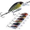 MMSGA Crankbaits 6 pacchi Set，Esche galleggianti da pesca，Hard Baits Treble Hooks Occhi realistici 3D con Tackle Box，esche da pesca mare lago，Adatto perPesca alla Trota, spigola, persico, luccio ecc