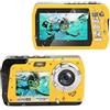 Goshyda Fotocamera Digitale Impermeabile, Telecamere Subacquee da 10 Piedi Videoregistratore Full HD 4K 56MP Selfie Doppio Schermo con Zoom Digitale 18X, Torcia Elettrica, per Snorkeling,