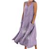 Generic Abiti lunghi estivi senza maniche con scollo rotondo, abiti da donna casual, vestibilità larga, abito stampato comodo con tasche, Viola, S