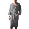 FakeFace Accappatoio da uomo a kimono, in cotone, estivo, leggero, ampio, con tasca, colore puro, lunghezza al ginocchio, per doccia, spa, piscina, grigio, L