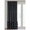 Eurofirany Carli - Tenda in velluto con volant, 1 pezzo, oscurante, per soggiorno, camera da letto, 140 x 270 cm, colore nero