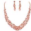 Clearine Parure Gioielli Matrimonio Sposa Collana Orecchini Set per Donne Cristallo austriaco Marquise Grappolo Collo pendente Pesca Morganite Color Rosa-Oro-fondo