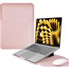 HaruYo 15-16 Pollici Custodia per Computer Portatile con Supporto Funzione Laptop, PU Pelle Portatile Sleeve per MacBook Air/MacBook Pro/Surface Dell Lenovo HP ASUS Acer (15-16 Pollici | Rosa)