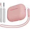 KOKOKA Custodia Case Compatibile con AirPods Pro 2/1 2023/2022/2019 con Kit di Pulizia e Cordino in Silicone, Case Cover Protettiva Premium in Silicone per AirPods Pro 2a/1a Generazione, Rosa