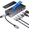ORICO 8 in 1 USB C Docking Station con Case SSD M.2, USB C Hub con SSD M.2 NVMe/SATA, 10Gbps, 4K@60Hz HDMI, 100W PD, Ethernet, Lunghezza del Cavo 15cm - OM28PR