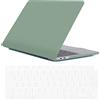 Se7enline Compatibile con MacBook Pro 13 Case 2020/2021/2022 Modello M1 A2338/A2251/A2289 Custodia rigida per laptop con rivestimento per tastiera in pelle (layout UK), verde notte
