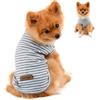 PAIDEFUL Abbigliamento per Cani di Piccola Taglia Ragazzo Ragazza Estate Maglietta a Righe con Cucciolo Gilet Traspirante Cotone Tee Senza Maniche Chihuahua Yorkshire Grigio S