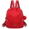 OLIVIA WONG - Zaino antifurto impermeabile da donna (13 l), zaino trasformabile in borsa con pompon e maniglia decorativa removibile, rosso