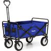 LifeGoods Carrello Spiaggia - Carrello Pieghevole Con Ruote - Carrello Spiaggia Ruote Grandi - Ruote Girevoli - 2 Supporti - Capacità Di Carico Di 70Kg - Blu