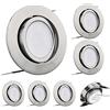 KYOTECH OPPER 6x Faretti LED da Incasso Orientabile，Plafoniera da incasso Ultra Slim da 5W 400LM Bianco Caldo 3000K,Orientabile 40 Gradi,230V IP23 Nichel metallico [Classe di efficienza energetica A++]