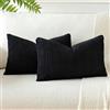 JOTOM Fodere In Velluto a coste Morbido Solido Fodere Di Cuscino Decorativo Cuscino Fodere Per Cuscini Da Letto Per La Decorazione Della Casa Per Divano Camera Da Letto 40x60 cm Set Di 2 (Nero)