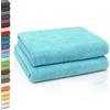 ZOLLNER 2 teli da bagno - morbidi e assorbenti teli doccia XXL - lavabili a 95°C - cotone - 100x150 cm - azzurro