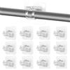 WOUMON Ganci per Tende Senza Bucare,12 Pezzi Staffa Autoadesiva per Asta Tende Trasparente,Supporto per Bastone per Tenda per Casa, Bagno, Hotel (Trasparente)