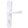 Aqbau® Set maniglia per porta a piastra lunga, colore bianco, maniglia per porta, maniglia per porta (porta del bagno)