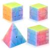 Vdealen Cubo Magico 2x2 3x3 4x4 Piramide Magic Cube, Lisci Speed Cube per Principianti e Utenti Avanzati Cubo di Velocità, Regalo per Bambini e Adulti(Jelly)