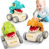 MOONTOY Dinosauri Auto Giocattolo per Bambini, 3PCS Press and Go per Bambini di 1 2 3 Anni, Gioco Macchinine per Bambini, Regali Educativi Precoci Neonati da 12 a 18 Mesi
