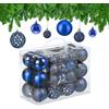 Relaxdays Palline di Natale, in Set da 50, Addobbi Natalizi, Opache, Lucide, Glitterate, ∅ 3,4 e 6 cm, Decorazioni, Blu