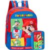 Clondo Zaino Scuola 30x43x21 cm con Astuccio coordinato 3 Scomparti 44 Pezzi - School Pack Completo - Per Super Mario Fan - Elementari e Medie