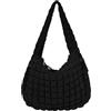 GSenhui Borsa trapuntata grande borsa buffer borsa crossbody Bag Puffy Tote Bag Borsa trapuntata da tracolla in cotone Quilted Bag Hobo Bag tinta unita, Dz1 nero