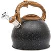 Belle Vous Bollitore Acqua con Fischio - Teiera con Fischietto 3 L - per Fornello a Induzione Gas e Piastra Elettrica - Bollitore Acciaio Inox per Tè e Caffè - Texture Nera