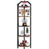 YMYNY Scaffale Angolare a 5 Livelli, Altezza 176CM Libreria, Porta Piante, Scaffale da Bagno, Struttura in Metallo, Libreria ad Angolo, per Soggiorno, Cucina, Marrone Rustico HBR006H