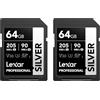 Lexar Scheda SD 64 GB SILVER 2 Pack, fino a 205 MB/s in Lettura, Scheda di Memoria SDXC UHS-I, Classe 10, U3, V30, SD Card per Fotografi Professionisti, Videografi, Appassionati