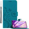 Cadorabo Custodia Libro per Samsung Galaxy S10 PLUS in BLU FIORE - in Design di Fiore con Chiusura Magnetica, Funzione Stand e 3 Vani di Carte - Portafoglio Cover Case Wallet Book Etui Protezione