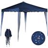 BAKAJI Gazebo 3x3 Pieghevole Blu Impermeabile Richiudibile Tendone Giardino Con Sacca