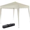 BAKAJI Gazebo 3x3 Pieghevole Ecru Impermeabile Richiudibile Tendone Giardino Con Sacca