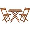 CASARIA® tavolino con sedie da esterno in legno di acacia giardino terrazza bar Marrone