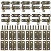 leyomgamz Hook in stile antico con chiusura a gancio, stile retrò, per sinistra/destra, 10 pezzi ganci di bloccaggio anticati,ganci di bloccaggio+12 pezzi piccole cerniere con viti,perfetto per scatola di legno