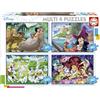 Educa - Puzzle Disney Classici | 4in1 Progressivo 50/80/100/150 pezzi | Peter Pan, Libro della Giungla, Disney | dai 5 anni (18105)