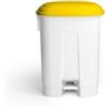 TTS Pattumiera bianca a pedale 2x30 L - 50x36x68 cm TTS coperchio giallo 00005748