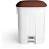 TTS Pattumiera bianca a pedale 2x30 L - 50x36x68 cm TTS coperchio marrone 00005745J