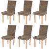 Mendler Set 6X sedie Littau Kubu Rattan Sala Pranzo 56x43x89cm