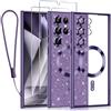 Kokio Glitter Magnetica Cover per Samsung Galaxy S24 Ultra 5G con Cordino, Compatibile con MagSafe, Brillantini Sottile Antiurto Custodia per Samsung S24 Ultra 5G con 2 Vetro Temperato Bumper, Viola