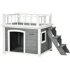 Pawhut Casetta per Cani con Terrazza Scaletta e Finestra 121x77x78cm Grigio chiaro