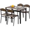 HOMCOM Set da Pranzo da 5 Pezzi con 1 Tavolo Rettangolare 100x63x76.5 cm e 4 Sedie 45x40x82 cm, in Acciaio e MDF, Nero e Rovere