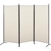 HOMCOM Paravento Separé da Interno a 3 Pannelli Pieghevole in Metallo e Poliestere, 253x50x182cm, Beige
