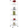 Relaxdays Scaffale in Metallo, HxLxP: 145 x 33 x 28 cm, Mobiletto Cucina e Bagno, 5 Ripiani, Mensole Multiuso, Bianco