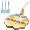 WEGREAT Padella a 4 fori a forma di cuore: padella antiaderente per uova fritte a induzione, pancake, rivestimento antiaderente Crepe padella con spazzola in silicone, per uova fritte hamburger omelette, per