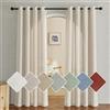PONY DANCE Tende Lino 200g/m² Semitrasparenti Soggiorno Moderne 2 Pezzi L 140 x A 200 CM Tende Camera da Letto Moderna Linen Curtains per Salotto Eleganti con Anelli, Beige Chiaro