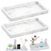 XINSUO® 2 Pezzi Vassoio da Bagno Effetto Marmo in Silicone, 20 x 10 cm Assoio Portaoggetti per Bagno Facile da pulire