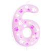 mciskin Candele di compleanno rosa con zampa di cane numero 6, candele di compleanno a tema zampa di cane rosa, 6 candele rosa per torta per ragazzo ragazza 6° compleanno decorazione rosa zampa di cane